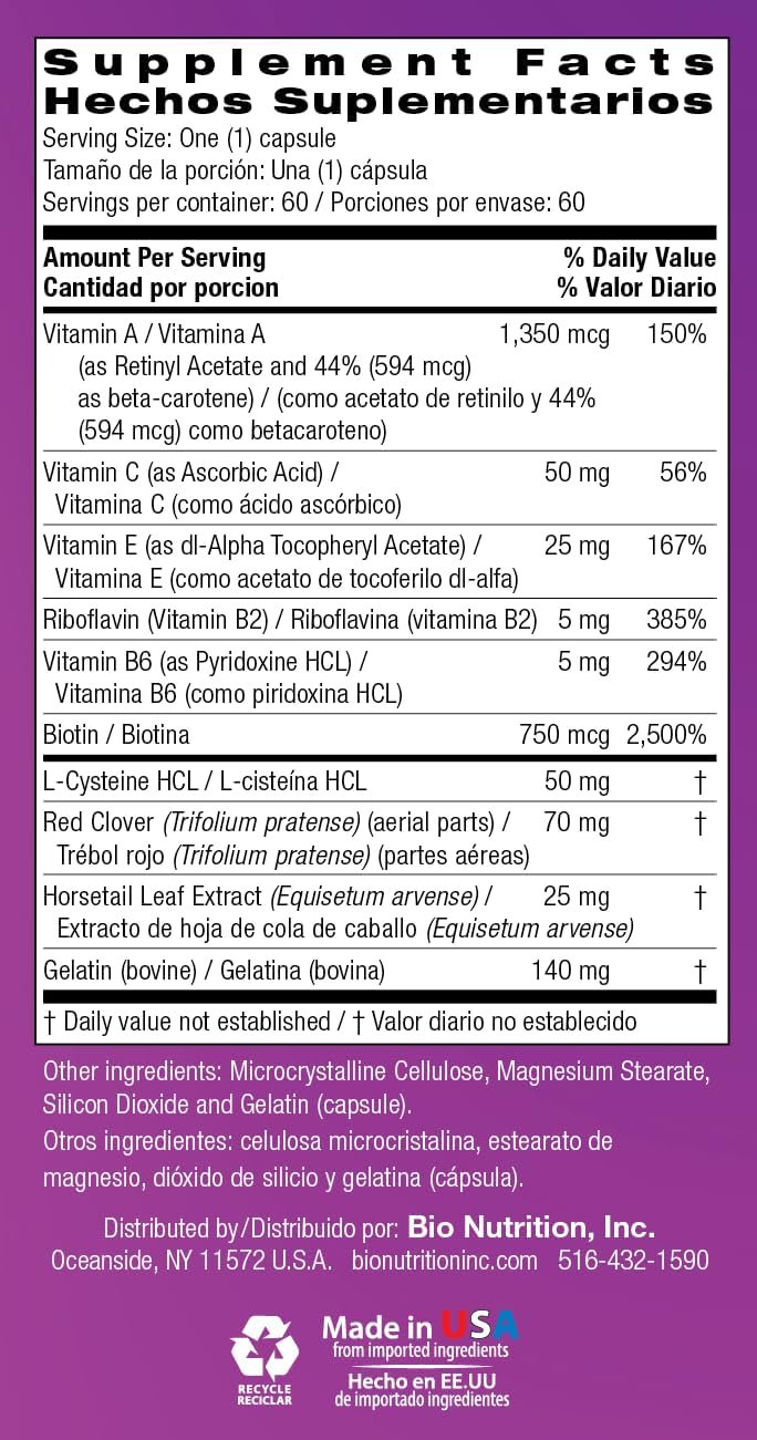 Bio Nutrition Premium Hair, Skin & Nails, 60 Cápsulas