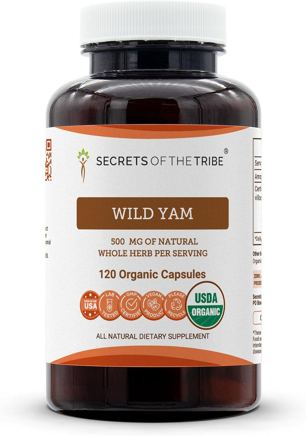 Secrets of the Tribe Wild Yam (Dioscorea Villosa) USDA Orgánico 60 Cápsulas