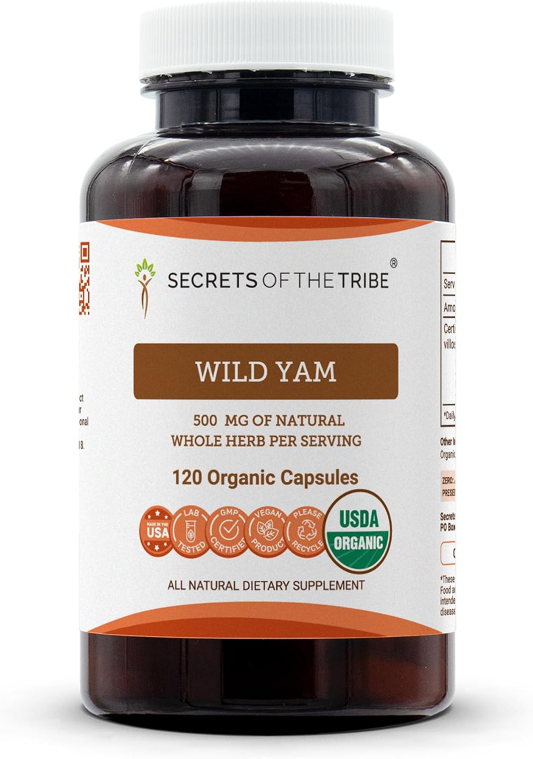 Secrets of the Tribe Wild Yam (Dioscorea Villosa) USDA Orgánico 60 Cápsulas