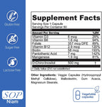 SOP NIAM D-Chiro Inositol 500mg con Ácido Fólico, Vitamina D3, B6, B12 y Biotina - 60 Cápsulas Veganas