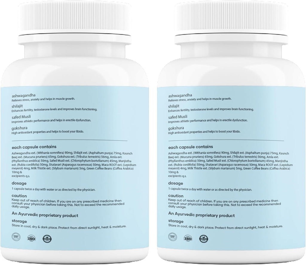 Mars Natural Surgemax Caps: Con Shilajit y Safed Musli | Potenciador de Energía Natural - 60 Cápsulas (Pack de 2)