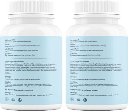 Mars Natural Surgemax Caps: Con Shilajit y Safed Musli | Potenciador de Energía Natural - 60 Cápsulas (Pack de 2)