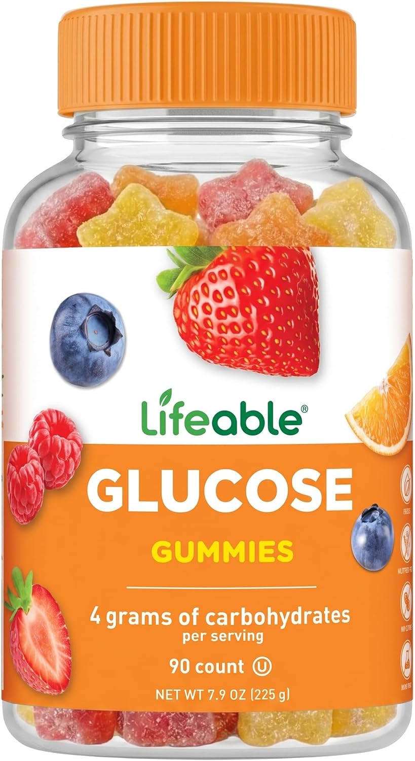 Lifeable Gominolas de Glucosa - Sabor Natural - Sin Gluten - 90 Gomitas