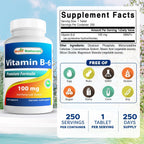 Best Naturals Vitamina B6 100 mg, 250 comprimidos