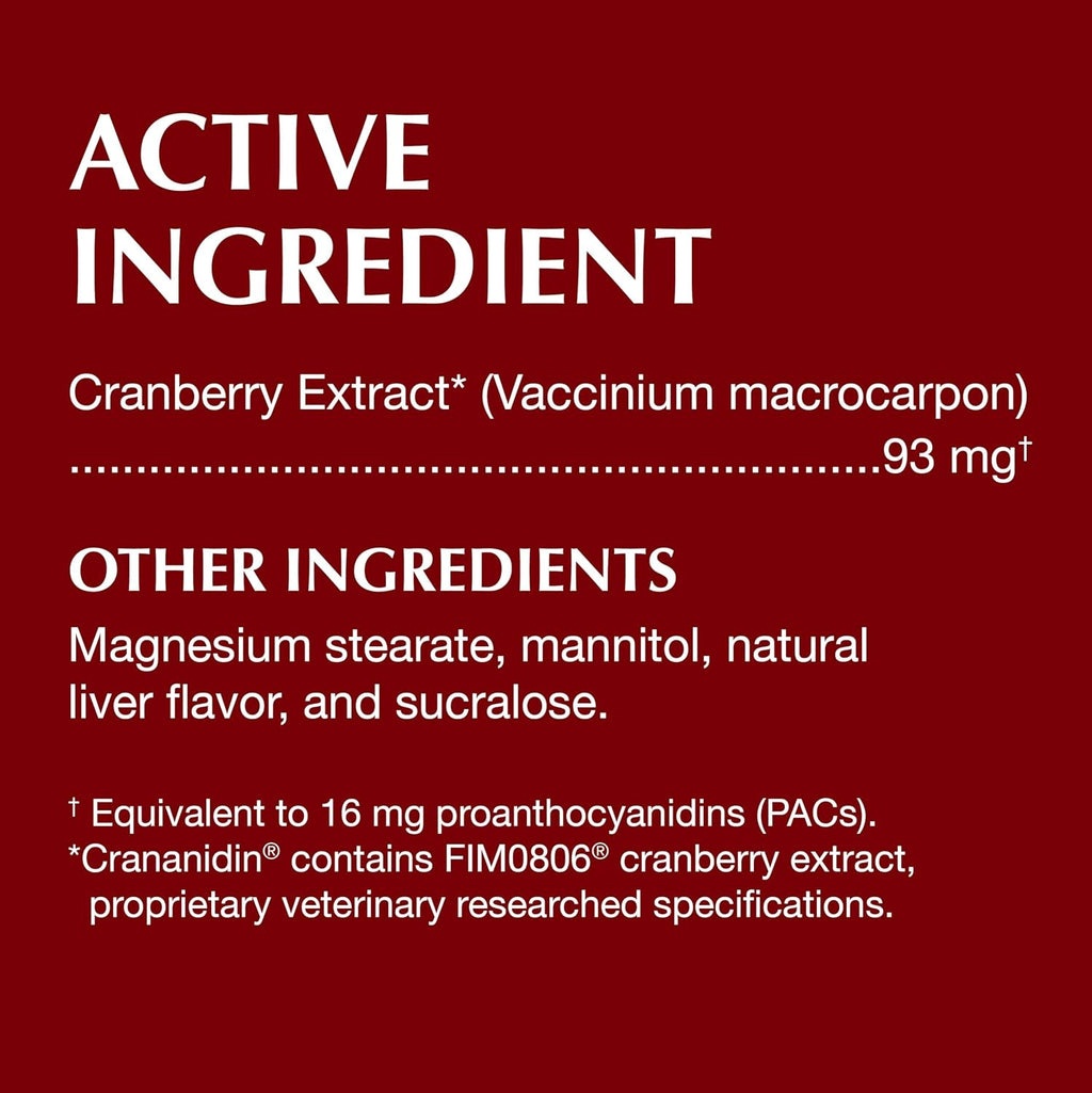 Nutramax Crananidin for Dogs - Cranberry Supplement for Urinary Health - Chewable Tablets, 75 Count
