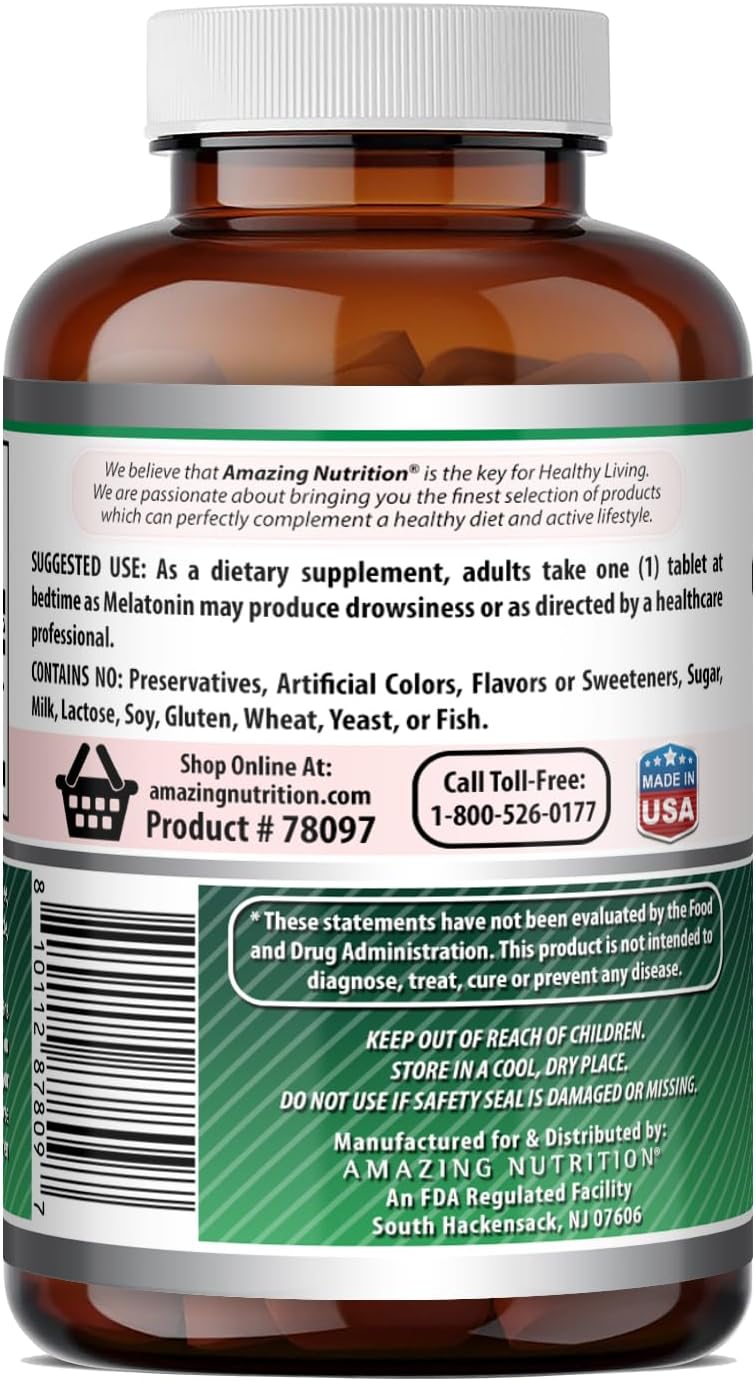 Amazing Formulas Melatonina 3 mg por porción | Tabletas | No Transgénico | Sin Gluten | 365 Comprimidos