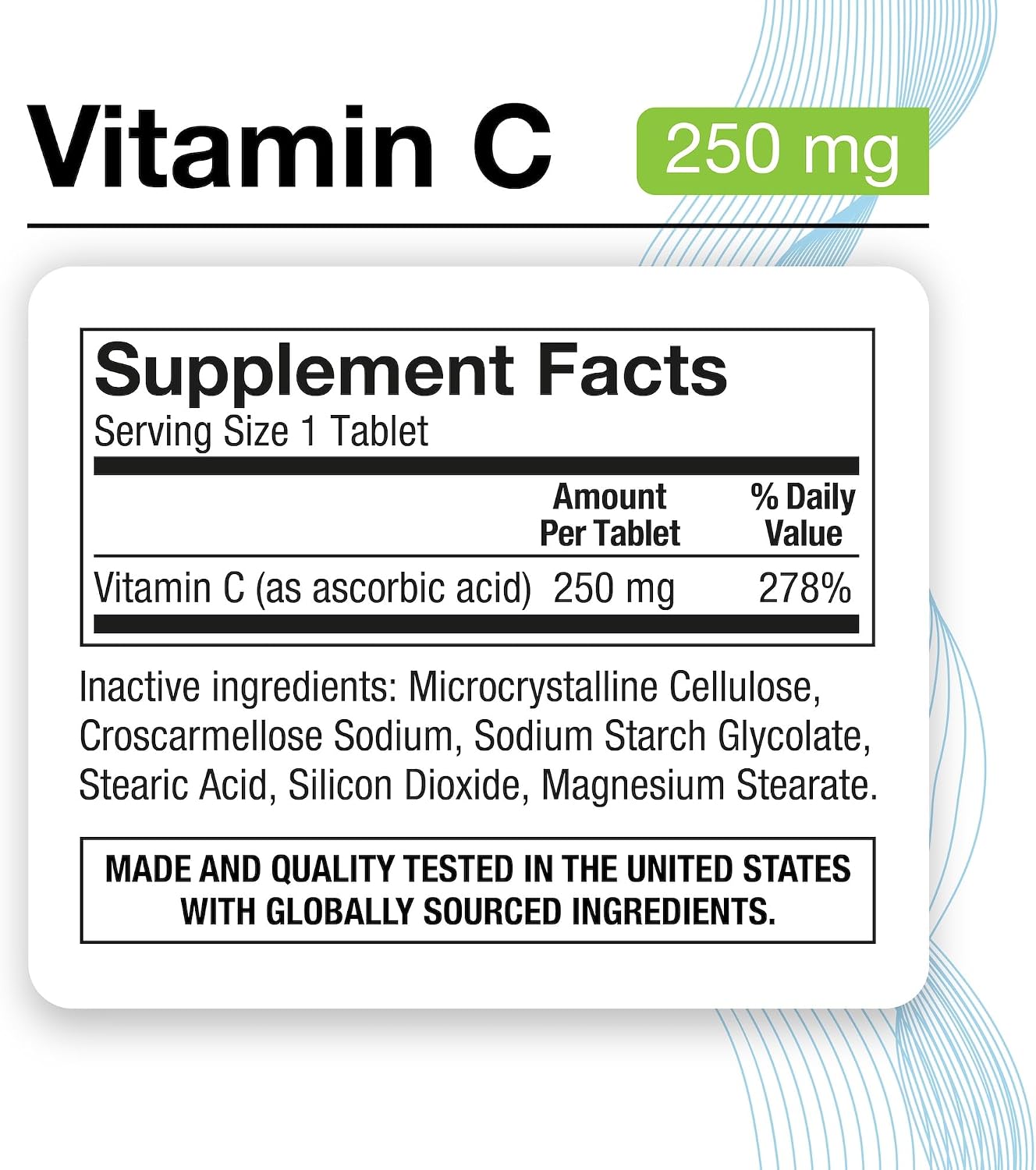 Puregen Labs Vitamina C 250 mg – 600 Comprimidos (3 Paquetes)