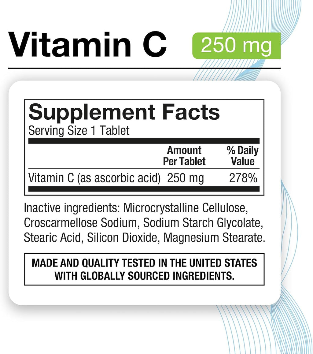 Puregen Labs Vitamina C 250 mg – 400 Comprimidos (2 Paquetes)