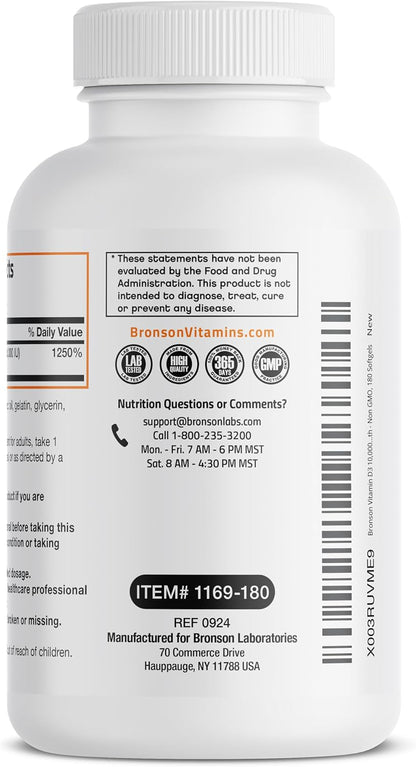 Bronson Vitamin D3 10,000 IU (250 mcg) Alta – La absorción y utilización normal del calcio y del fósforo. – Image 7