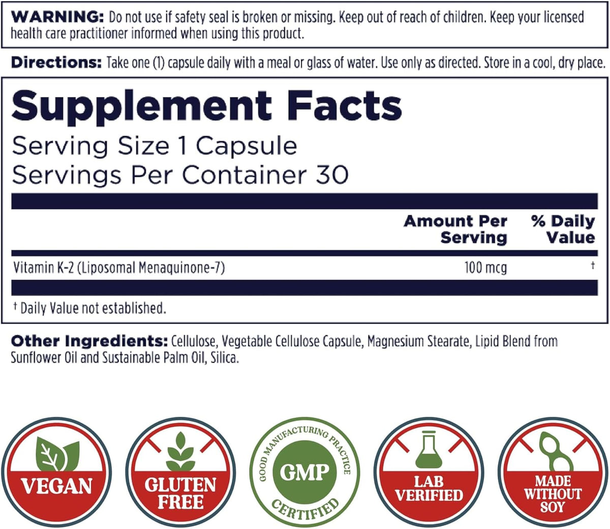 KAL Vitamina K2 Liposomal con MK7 100 mcg - – Contribuye a la coagulación sanguínea normal* – Image 2