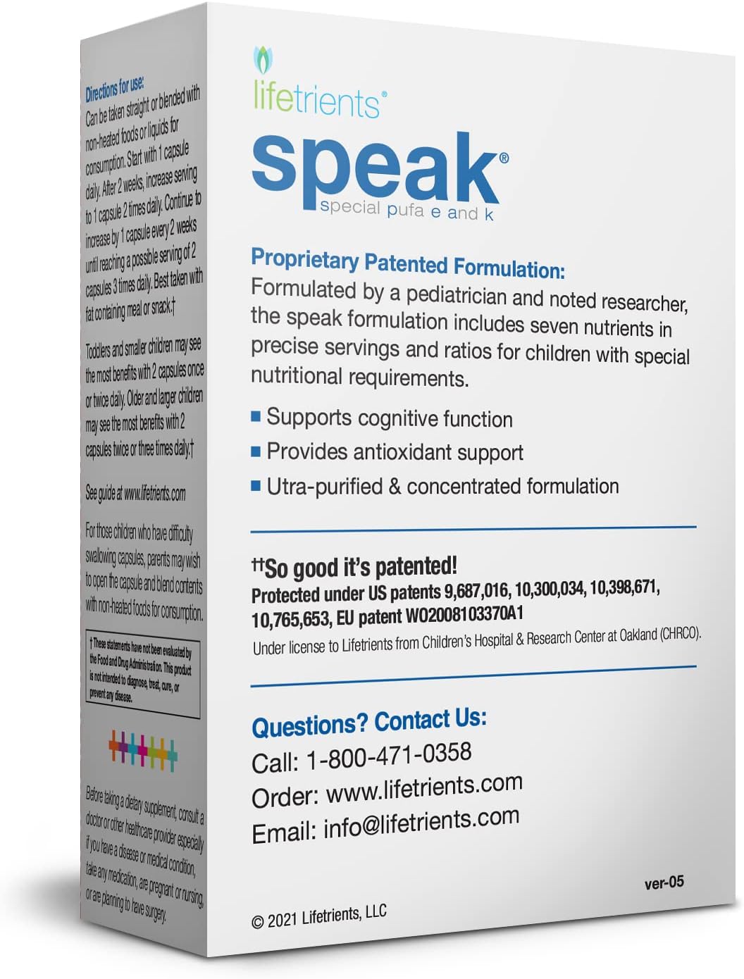 Lifetrients Speak Omega-3 para niños con GLA, vitaminas E y K – 60 cápsulas