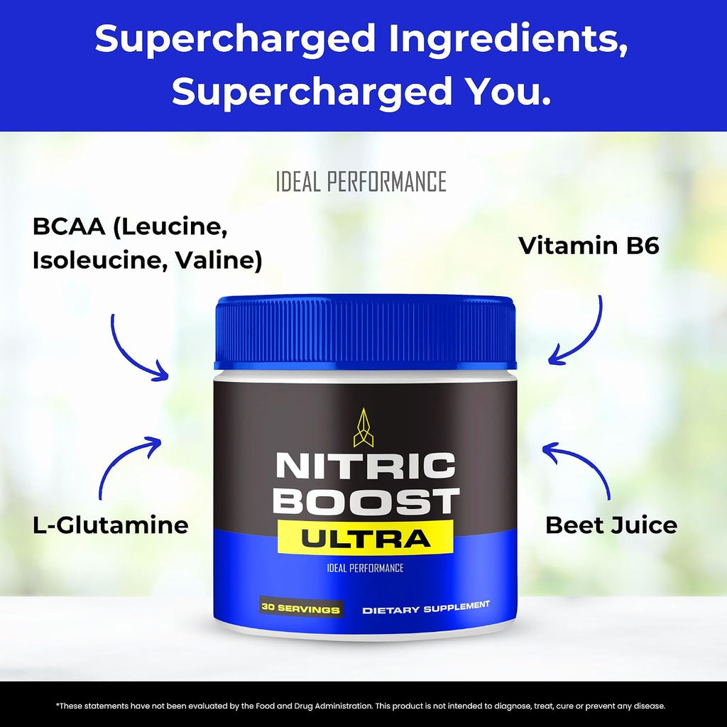 Nitric Boost Ultra Powder, Fórmula Oficial de NitricBoost para Apoyar la Energía y el Flujo Sanguíneo