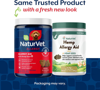 NaturVet Hemp Allergy Aid Suplemento para Perros, Semilla de Cáñamo, Antioxidantes, Omega, DHA y EPA para Piel Saludable y – Image 2