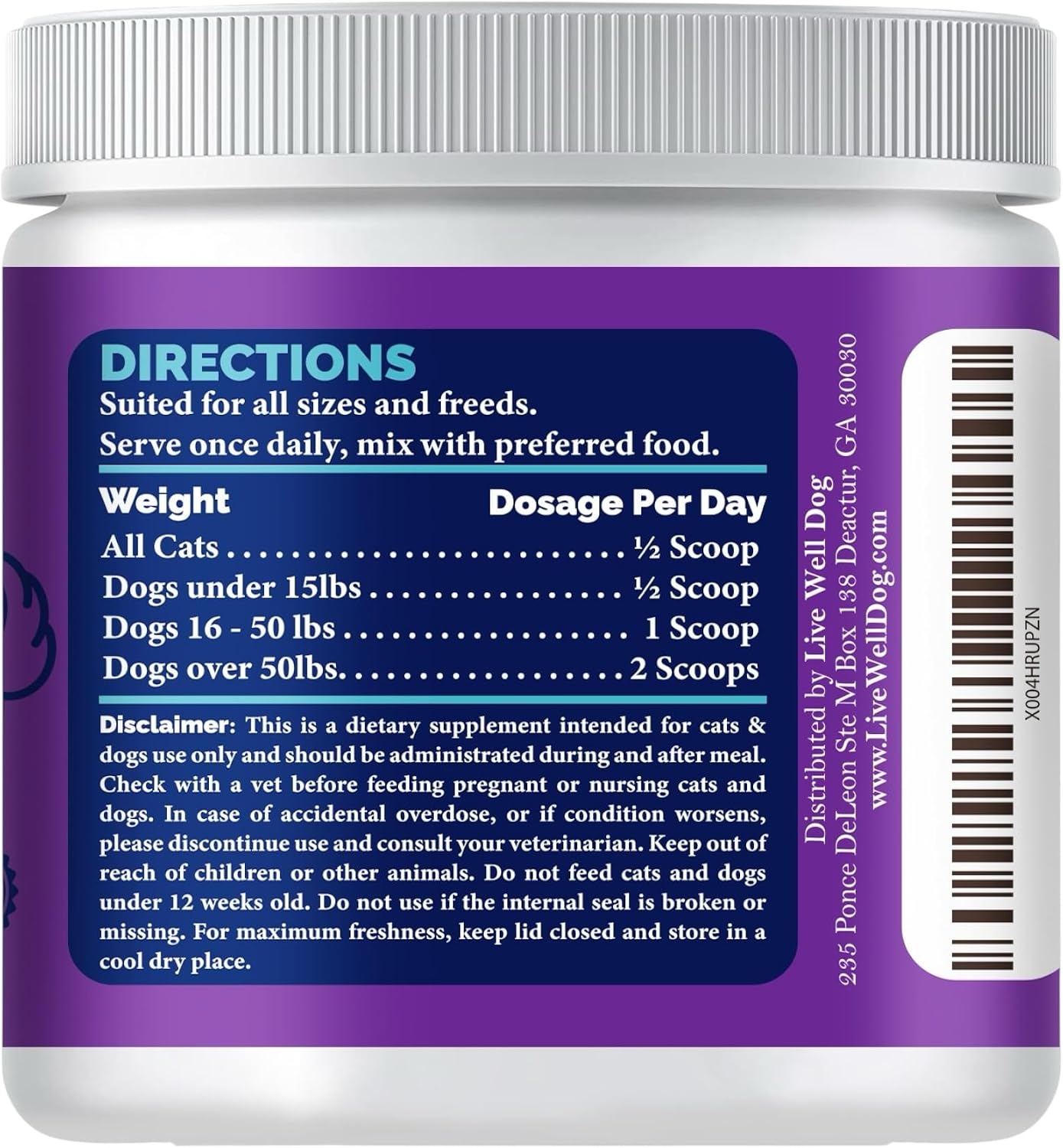 Live Well Dog Liver Support – Detox & Immunity Booster para Perros y Gatos | Cardo Mariano, NAC, Diente de León | 180 g