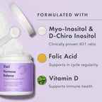 Rael Inositol en Polvo para el Equilibrio Hormonal Femenino - 40:1 con Ácido Fólico y Vitamina D (30 Dosis)