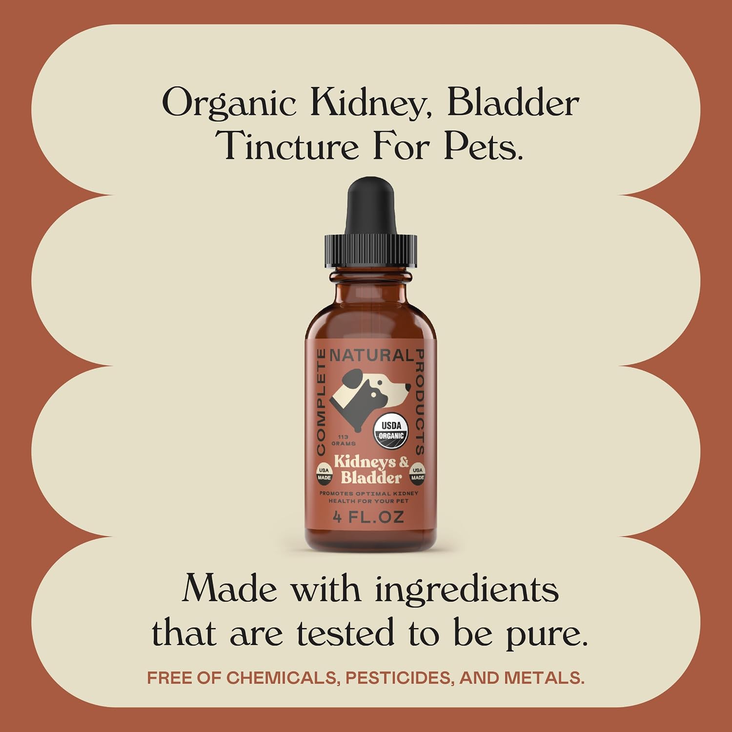 Complete Natural Products Concentrado Orgánico para Riñón y Vejiga para Mascotas - 118ml