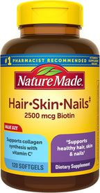Nature Made Biotin 2500 mcg for Hair, Skin & Nails - 120 Softgels