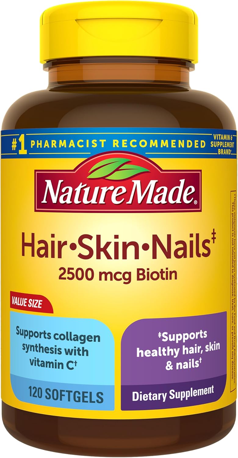 Nature Made Biotin 2500 mcg for Hair, Skin & Nails - 120 Softgels
