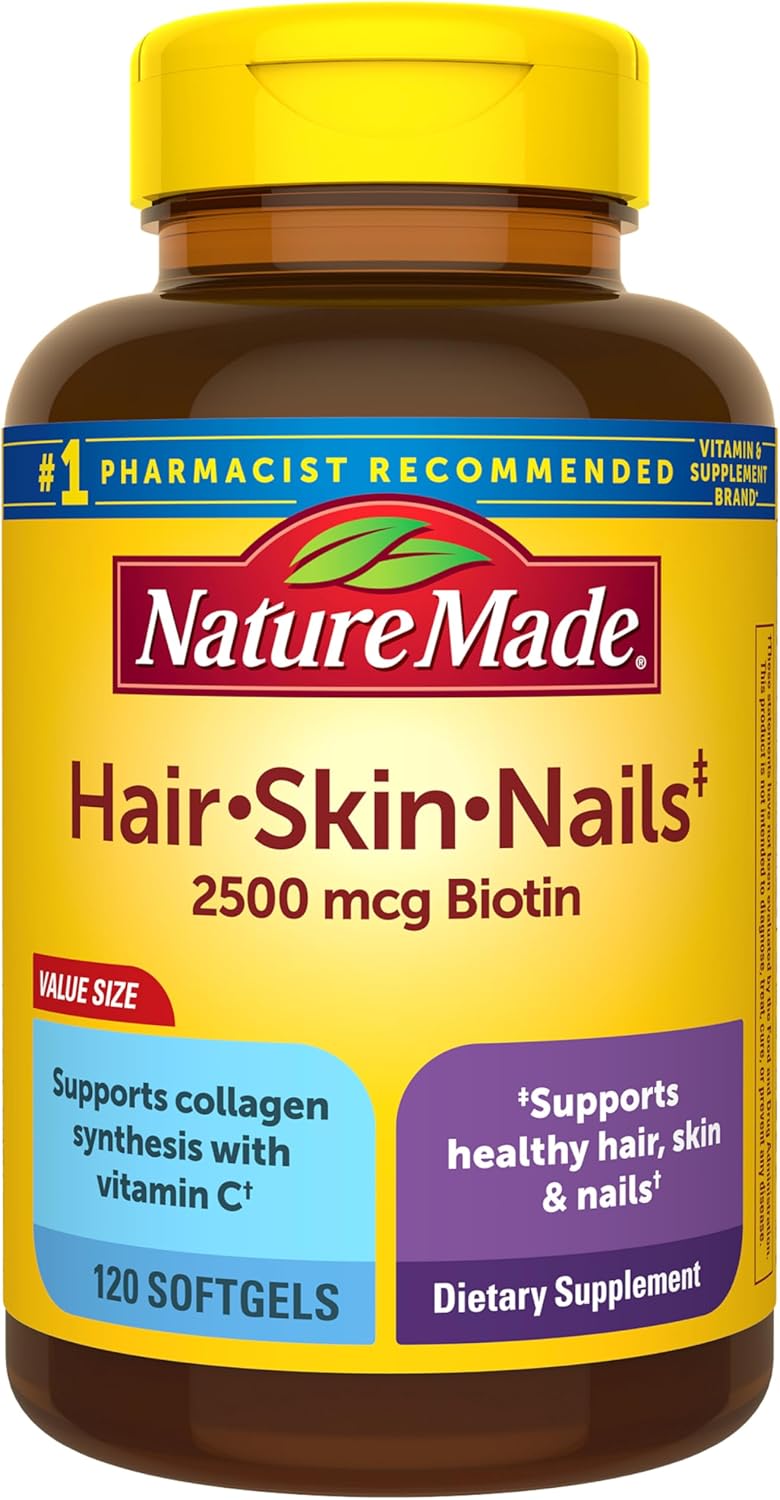 Nature Made Hair Skin and Nails con Biotina 2500 mcg, 120 Cápsulas Blandas
