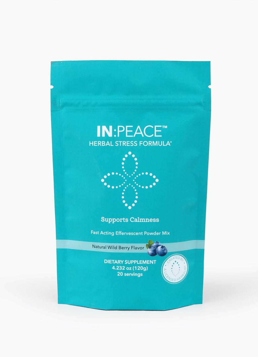 IN:Peace Fórmula Calmante Herbal - 20 Dosis, Sabor Wild Berry - Mezcla de 9 Hierbas Adaptógenas