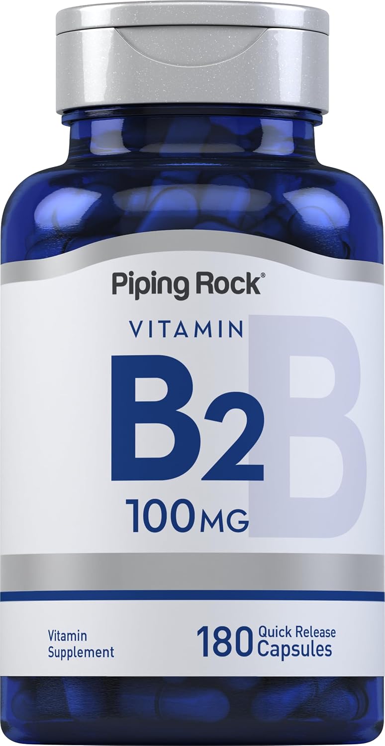 Piping Rock Vitamina B2 100mg | 180 Cápsulas | Riboflavina | Suplemento Vegetariano, No OGM, Sin Gluten