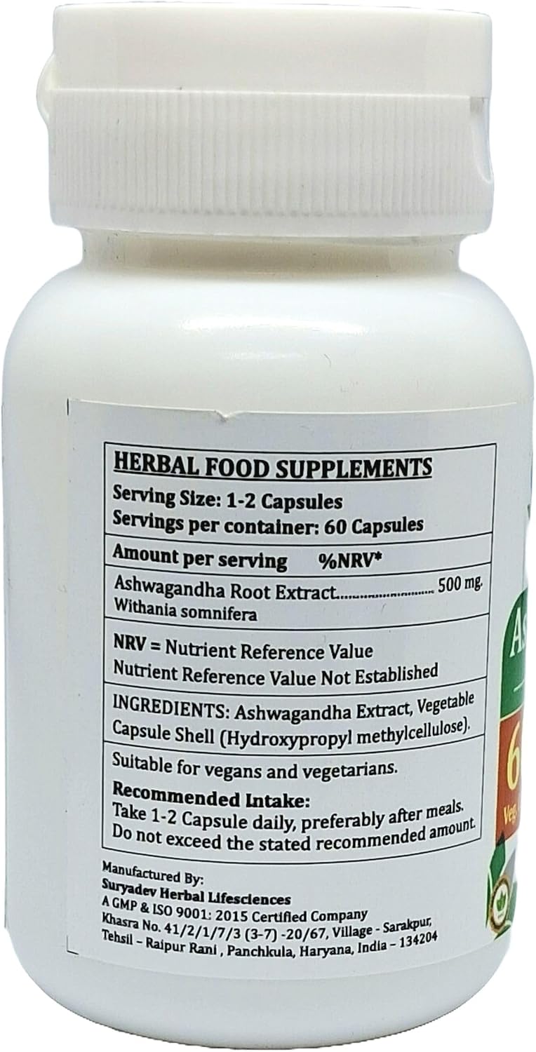 Ashwagandha Forte Cápsulas 500 mg – 60 Cápsulas Vegetales – Satya Naturals (Pack de 4)