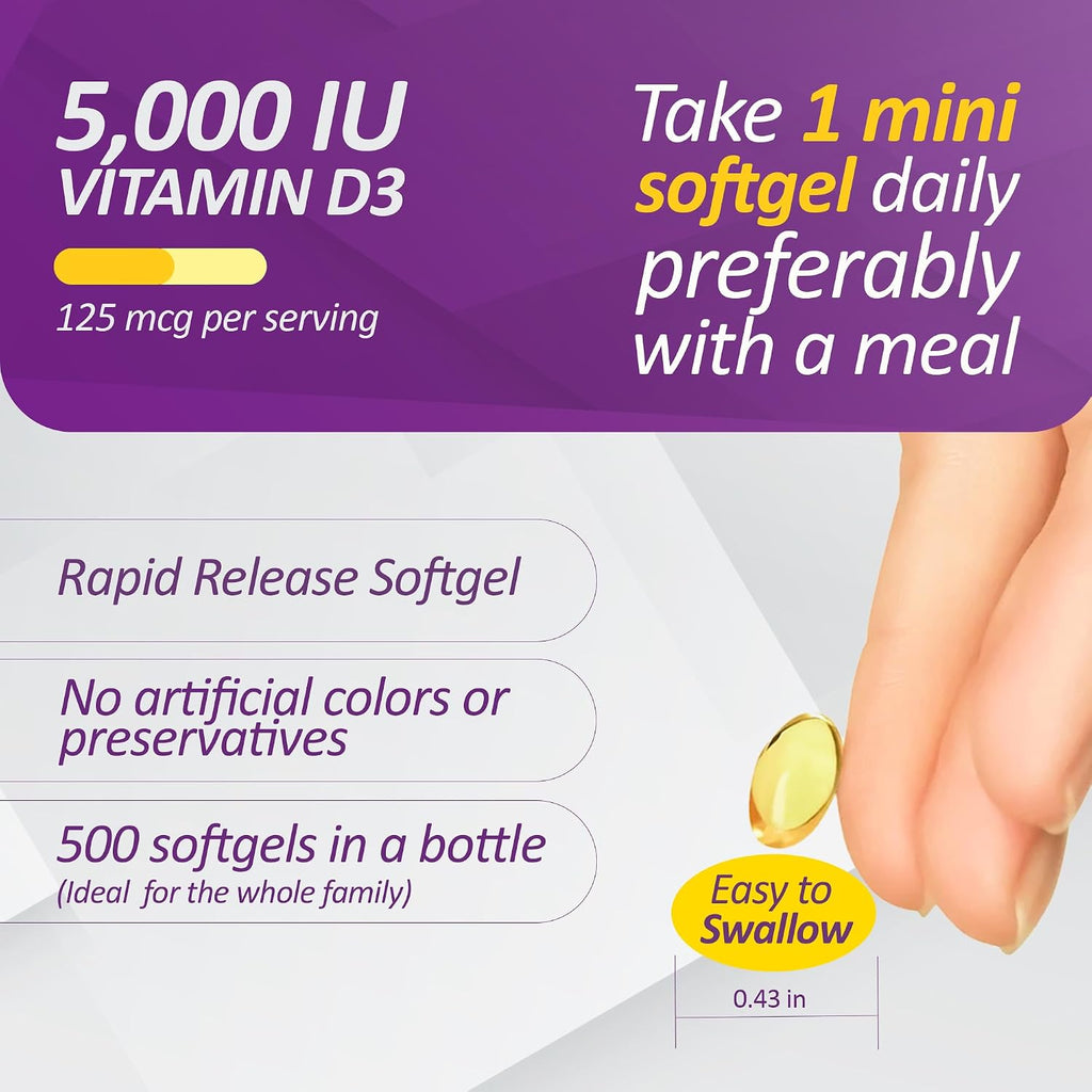 Prati Donaduzzi Vitamina D3 5,000 UI (125 mcg) Softgels - 500 Cápsulas