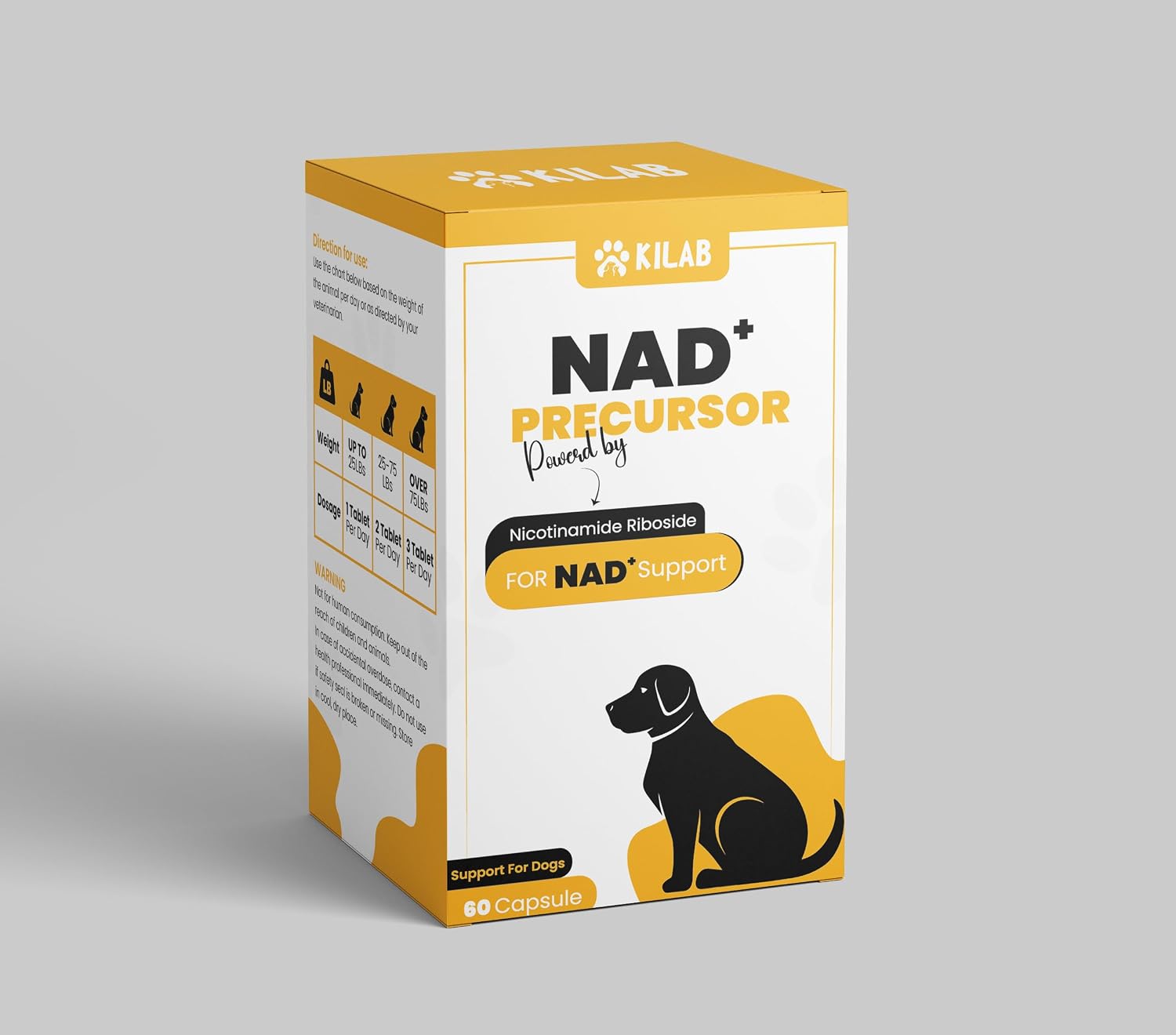 Kilab Precursor de NAD+ para Perros - 60 Cápsulas - Nicotinamida Ribósido