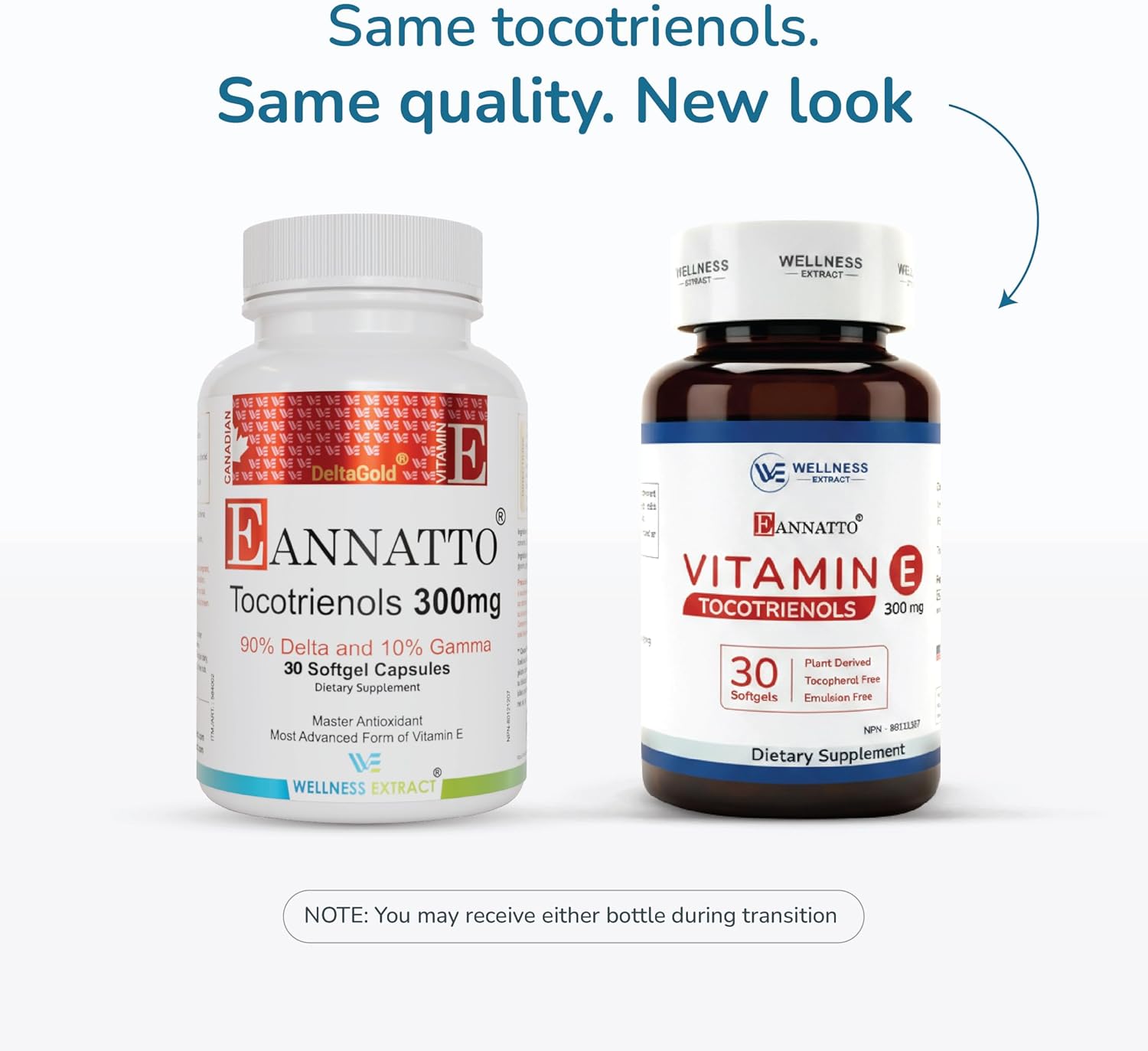 WELLNESS EXTRACT Eannatto Tocotrienols Vitamin E Supplements Tocopherol Free, Non-GMO, Gluten Free & Antioxidant (300MG 30 Softgels)