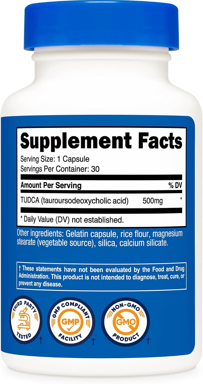 Nutricost TUDCA 500mg, 30 Cápsulas (Ácido Tauroursodesoxicólico)