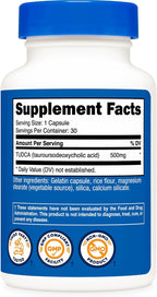 Nutricost TUDCA 500mg, 30 Cápsulas (Ácido Tauroursodesoxicólico)