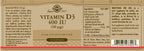 Solgar Vitamina D3 (Colecalciferol) 400 UI, 100 Cápsulas Blandas