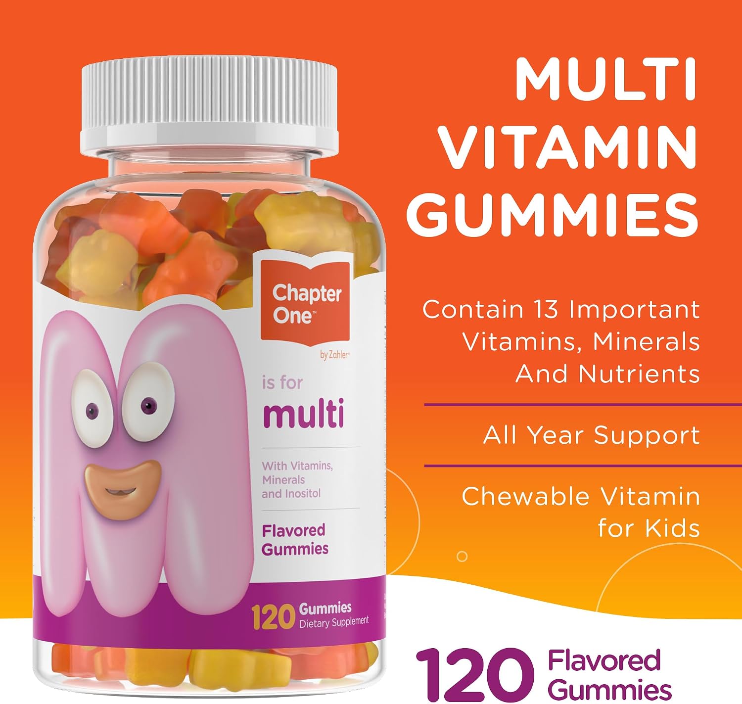 Zahler Chapter One Multivitamínico en Gominolas para Niños - 120 Gominolas Saborizadas con 13 Vitaminas y Nutrientes
