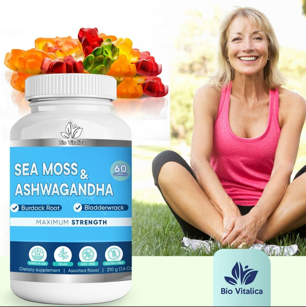 Gominolas Orgánicas de Sea Moss y Ashwagandha con Bardana y Bladderwrack - 60 Unidades Veganas – Image 5