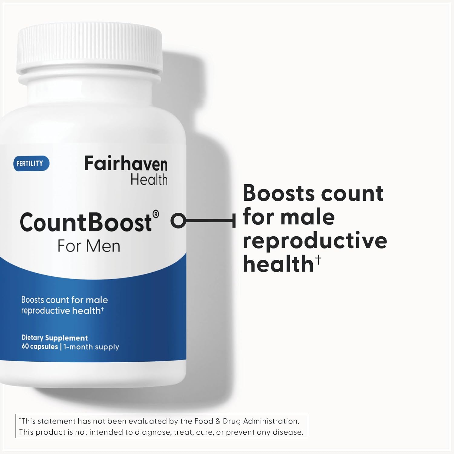Fairhaven Health CountBoost para Hombres – Suplemento de Fertilidad Masculina con Ashwagandha, Vitamina C y CoQ10 – 60 Cápsulas