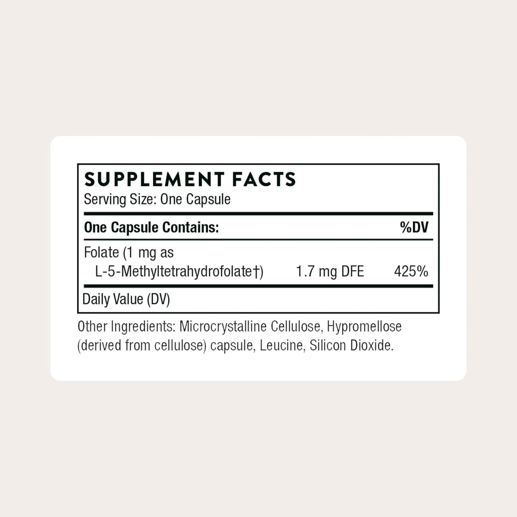 THORNE - 5-MTHF - Metilfolato (Folato Activo B9) - 60 Cápsulas - 1 mg
