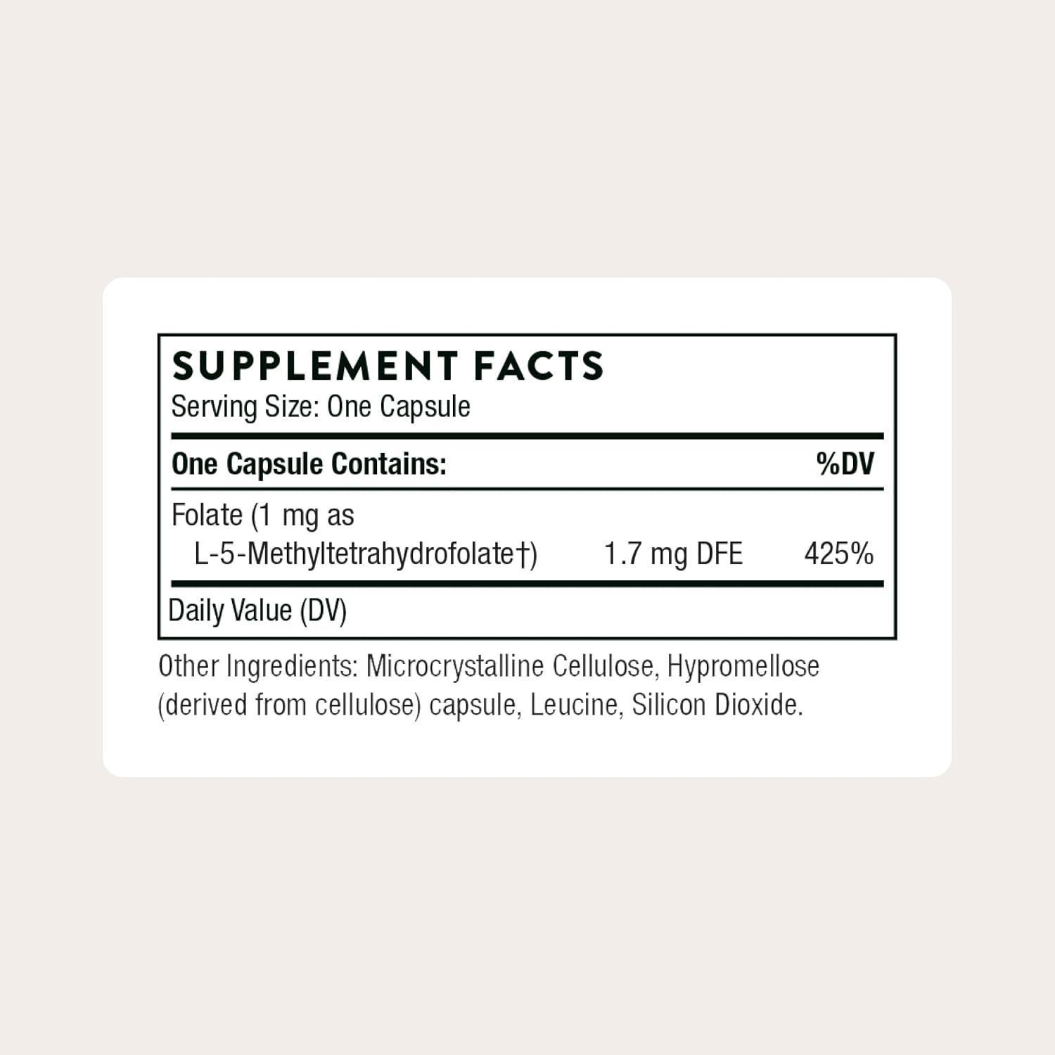THORNE - 5-MTHF - Metilfolato (Folato Activo B9) - 60 Cápsulas - 1 mg