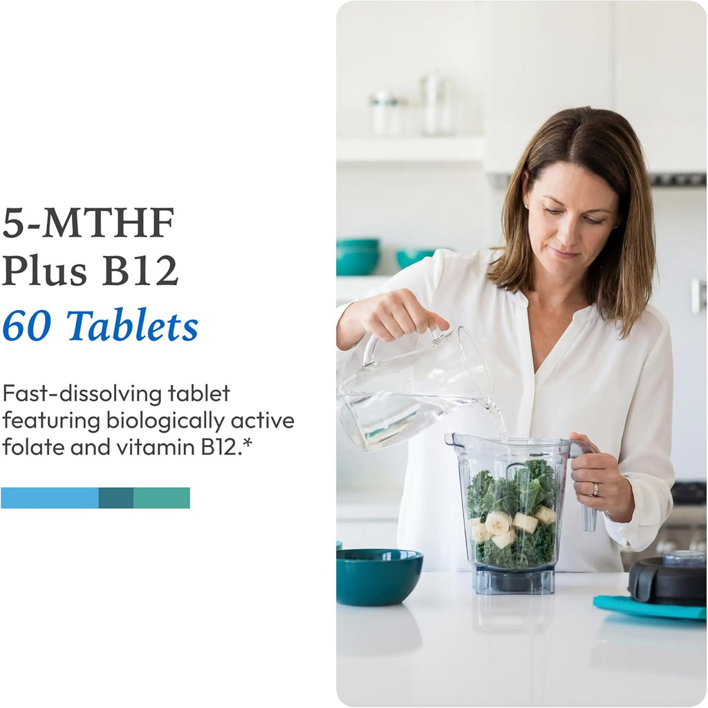 XYMOGEN 5-MTHF Plus B12 - Folato y Vitamina B12 Activos - 60 Comprimidos