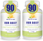 Our Daily Vites L-Metilfolato 1 mg (1000 mcg) - Folato Activo 5-MTHF - 270 Cápsulas Vegetales