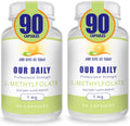 Our Daily Vites L-Metilfolato 1 mg (1000 mcg) - 180 Cápsulas - Folato Activo 5-MTHF, Sin Rellenos