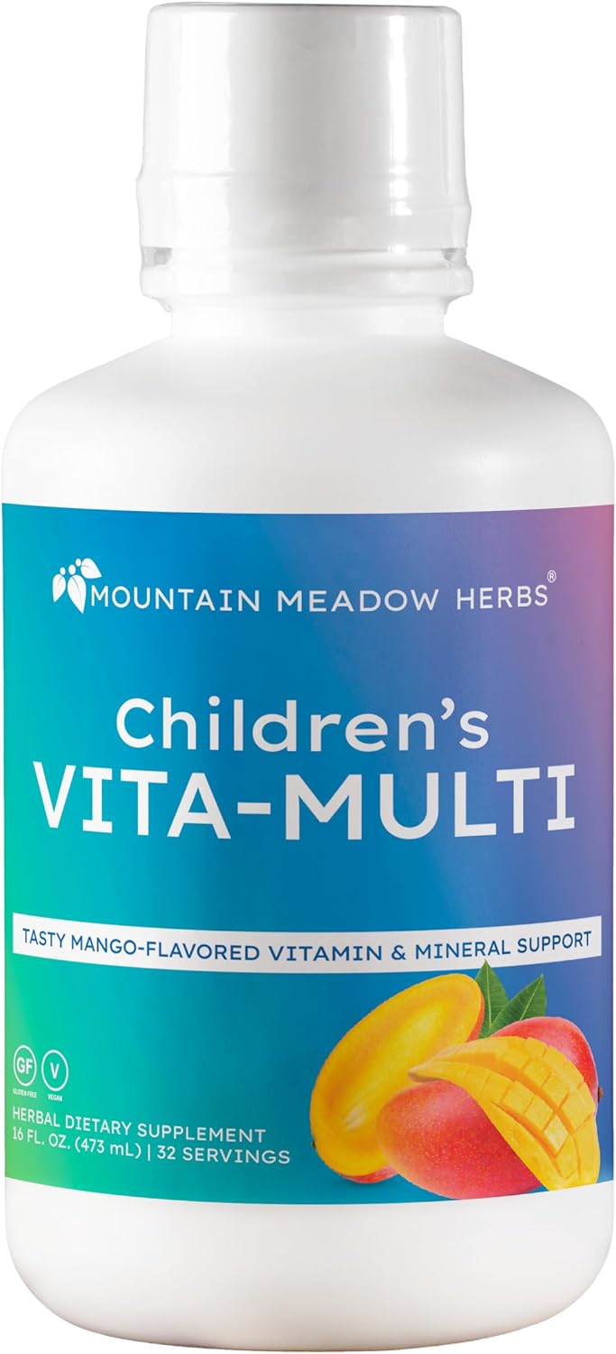 Mountain Meadow Herbs Children's Vita-Multi - Suplemento multivitamínico y mineral líquido para niños con luteína (473 ml)