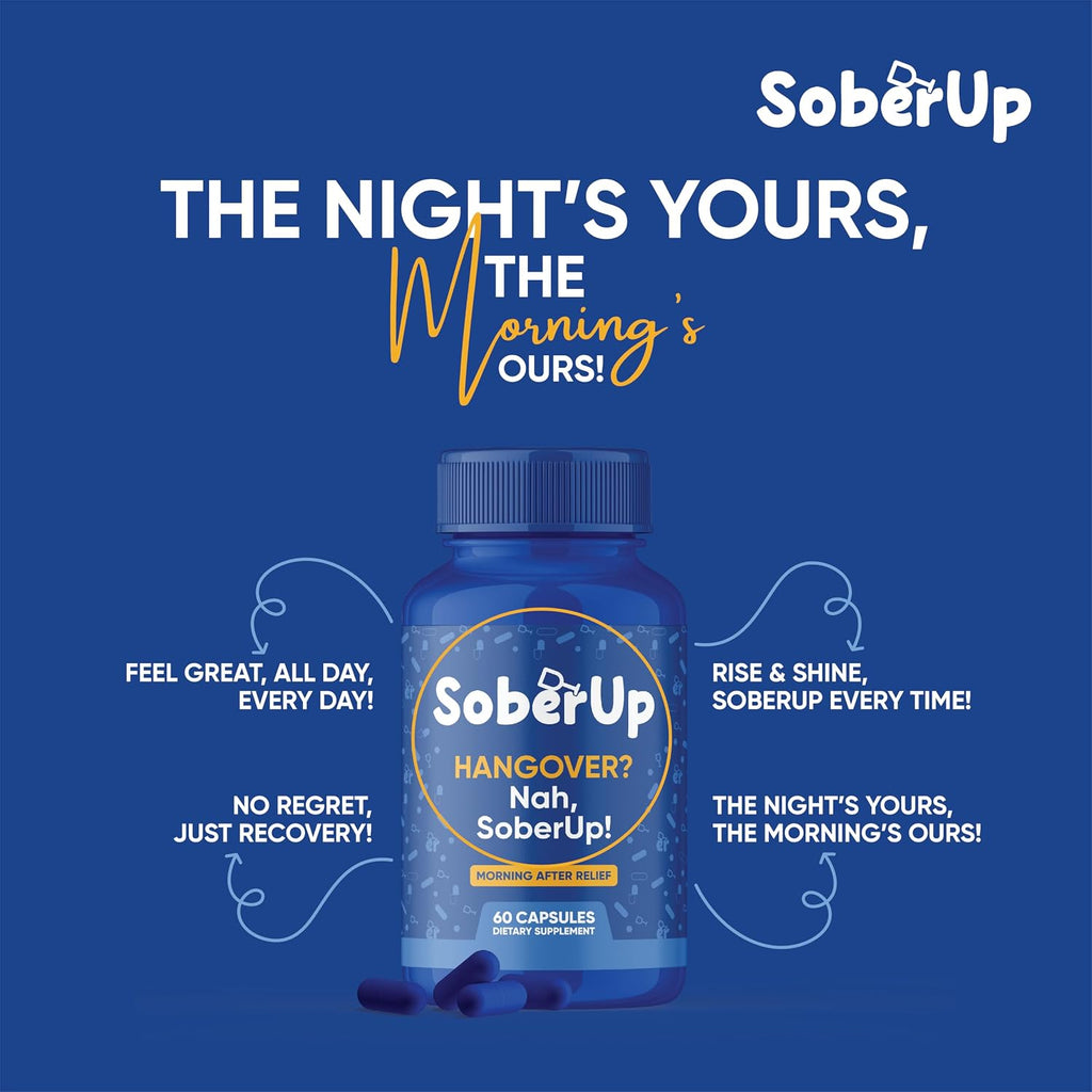 SoberUp Recovery Boost – Hidratación, Electrolitos, Antioxidantes, Mezcla Herbolaria – DHM, Cardo Mariano, Complejo B – Vegano – 60 Cápsulas