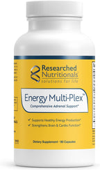 Energy Multi-Plex de Researched Nutritionals - Suplemento Energético Vegano con 14 Ingredientes (90 Cápsulas)
