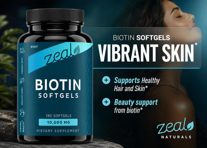 Zeal Biotina 10000mcg Cápsulas Blandas de – Metabolismo energético normal: La biotina participa en la – Image 4