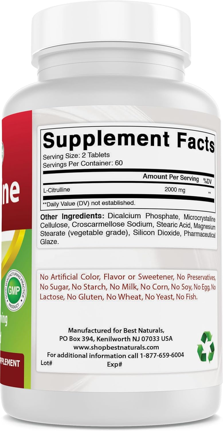 Best Naturals L-Citrulline 2000mg - 120 Comprimidos