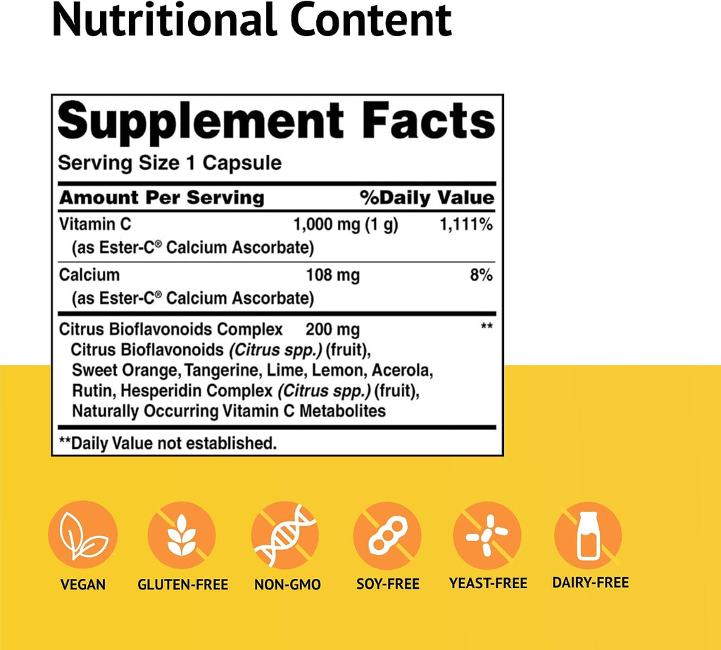 Ester-C 1000 mg con Bioflavonoides Cítricos, 90 Cápsulas (Pack de 3)