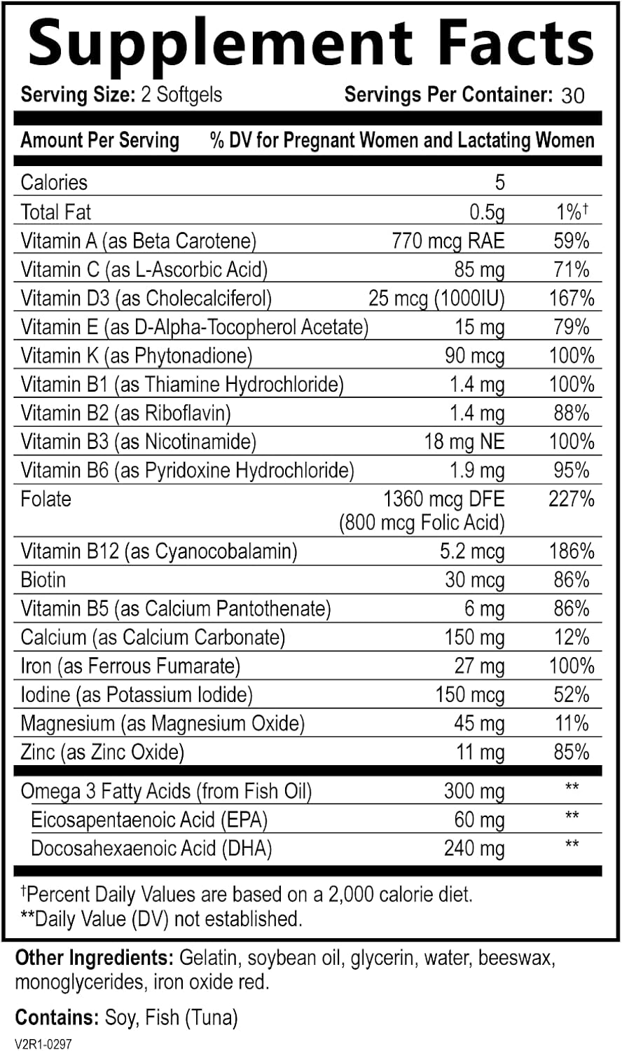 Vitaminas Prenatales de Built by Nature | 60 Cápsulas Blandas