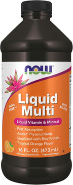 NOW Foods Liquid Multi, Absorción Rápida, Multivitamínico y Mineral Líquido, Sabor Bayas Silvestres, 473 ml