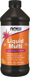 NOW Foods Liquid Multi, Sabor Naranja Tropical, Absorción Rápida, con Fitonutrientes, 473 ml