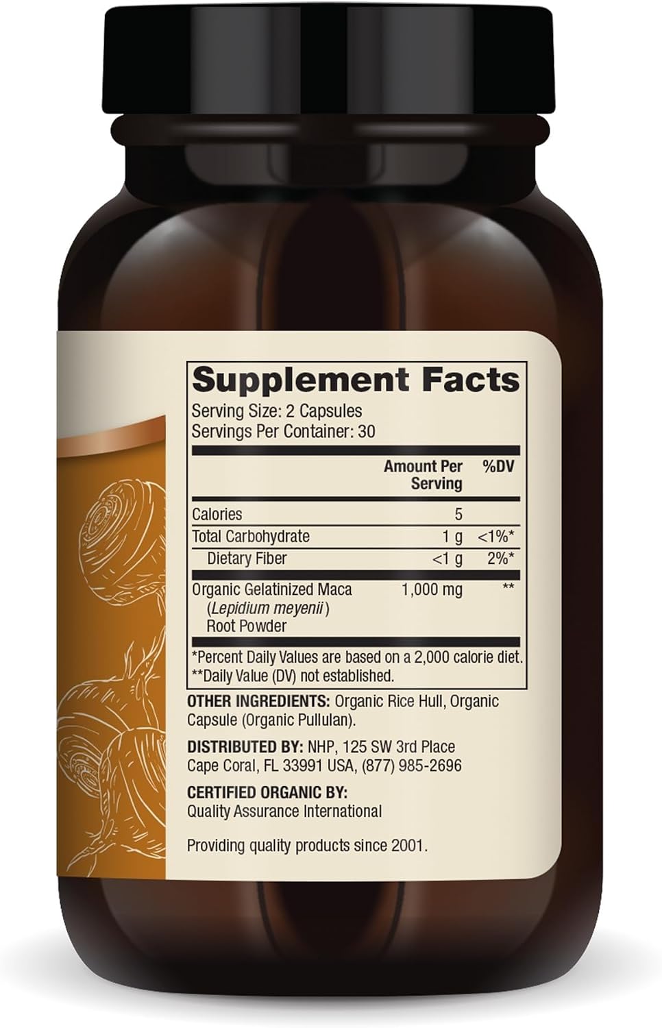 Dr. Mercola Maca Orgánica - Apoya la Energía y la Respuesta al Estrés - Raíz de Maca Peruana Gelatinizada - USDA Orgánico - No OGM - 60 Cápsulas